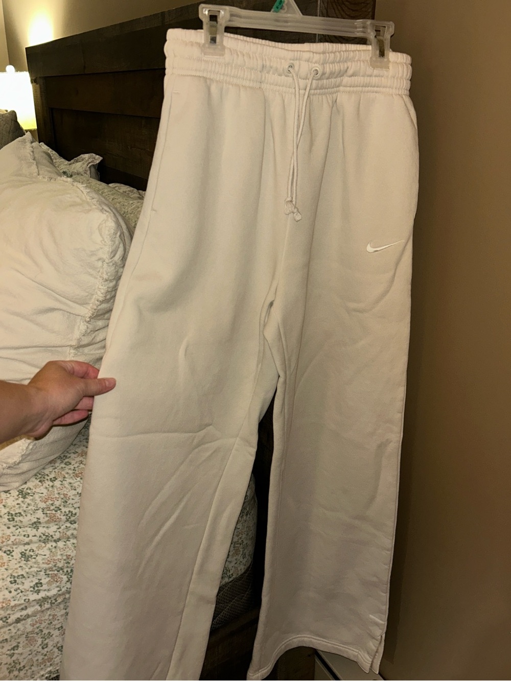 Nike Cream Fleece Sweatpants with White Swoosh